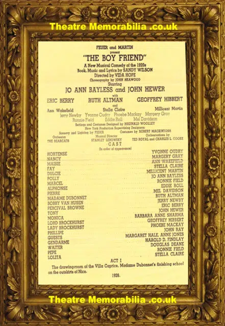 America Royale Theatre – The Boyfriend – 1954 – Millicent Martin