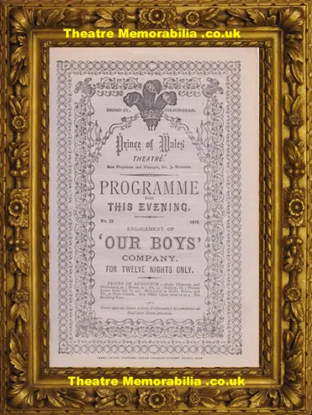Birmingham Prince Of Wales Theatre – Our Boys – 1875