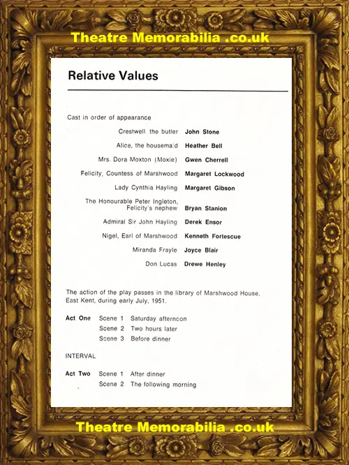 Bournemouth Playhouse Theatre - Relative Values - 1973