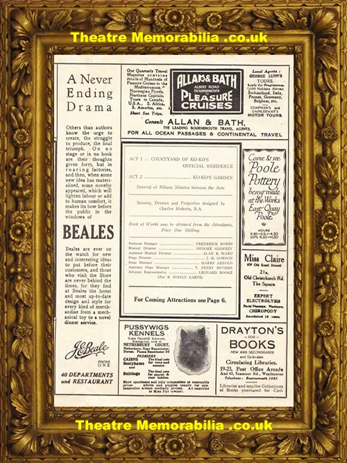 Bournemouth Theatre Royal - Gilbert & Sullivan Opera - 1931