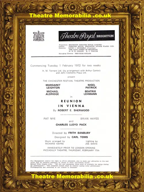 Brighton Theatre Royal - Reunion In Vienna - 1972