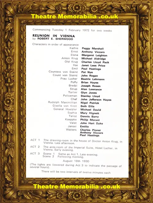 Brighton Theatre Royal - Reunion In Vienna - 1972