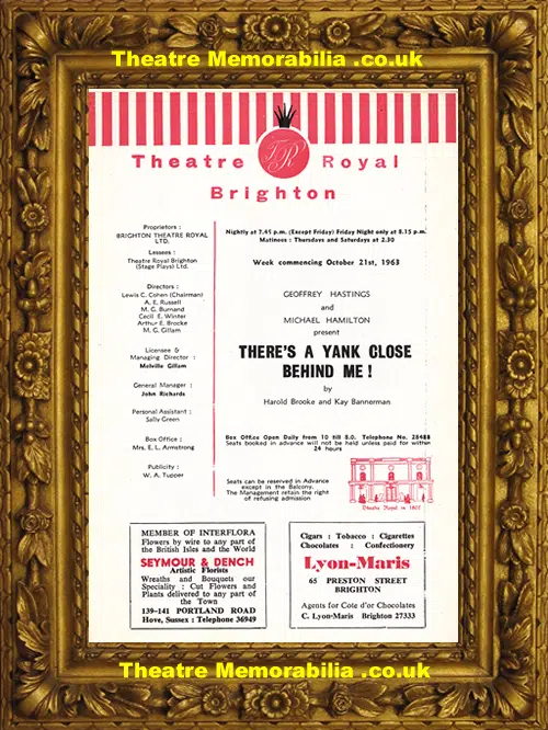 Brighton Theatre Royal - There's A Yank Close Behind Me - 1963