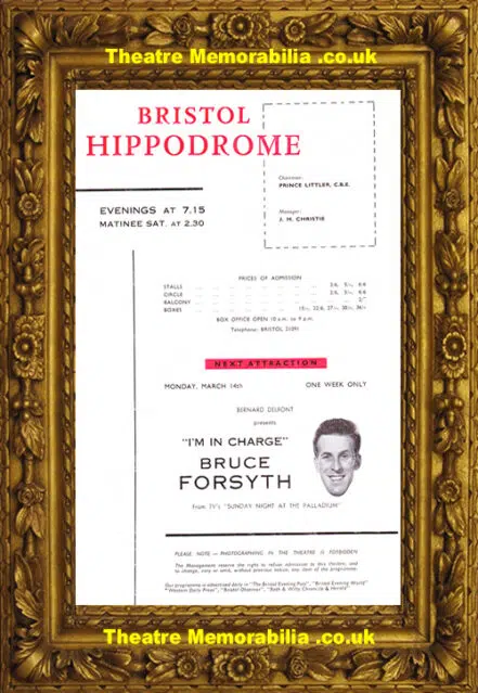 Bristol Hippodrome Theatre – I’m In Charge – 1959 Bruce Forsyth