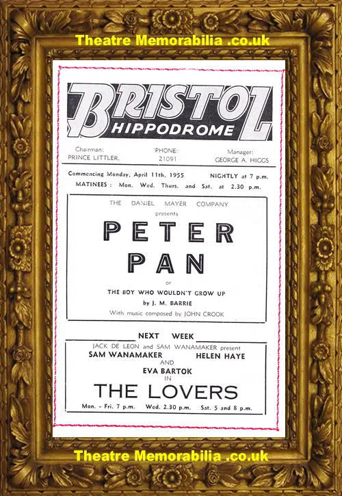 Bristol Hippodrome Theatre - Peter Pan - 1955
