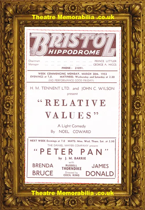 Bristol Hippodrome Theatre - Relative Values - 1953