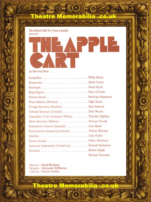 Bristol Old Vic Theatre - The Apple Cart - 1973 - Peter O'Toole
