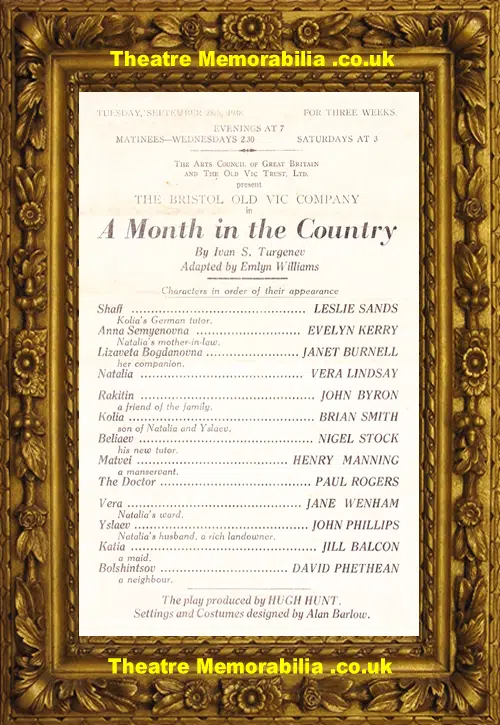 Bristol Theatre Royal - A Month In The Country - 1948