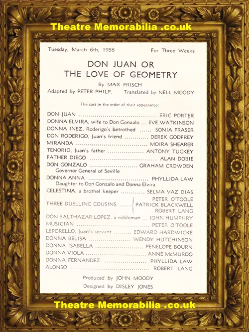 Bristol Theatre Royal - Don Juan - 1956 - Peter O'Toole