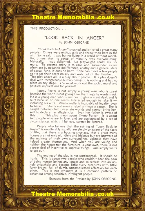 Bristol Theatre Royal - Look Back In Anger - 1956 Peter O'Toole