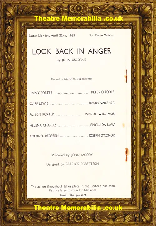 Bristol Theatre Royal - Look Back In Anger - 1956 Peter O'Toole