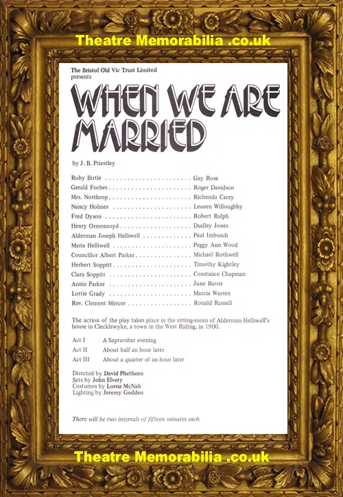 Bristol Theatre Royal - When We Are Married - 1974