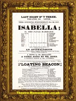 Doncaster Theatre – Isabella – 1827 – Playbill Poster