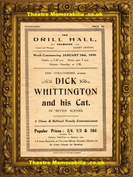 Falmouth Drill Hall – Dick Whittington & His Cat – 1926