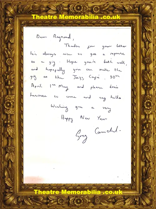 Greg Carmichael Acoustic Alchemy Signed Letter Autograph