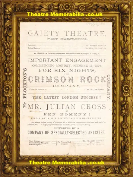 Hartlepool Gaiety Theatre – Crimson Rock – 1879