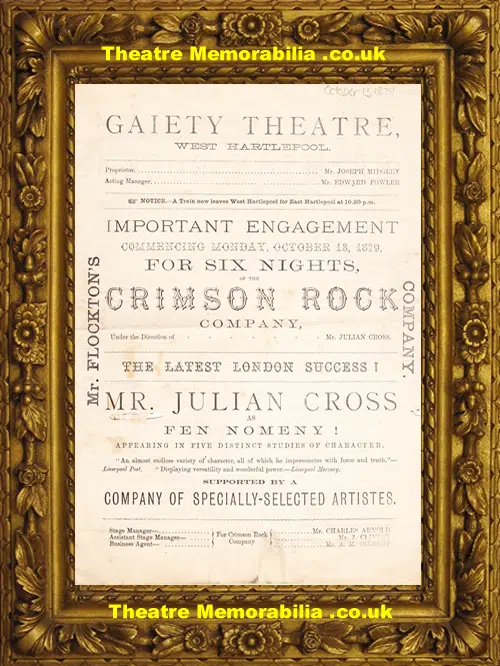 Hartlepool Gaiety Theatre - Crimson Rock - 1879