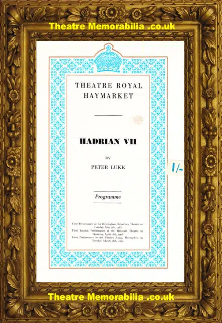 Haymarket Theatre Royal – Hadrian V11 – 1969