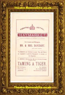 Haymarket Theatre Royal – Taming A Tiger – 1881