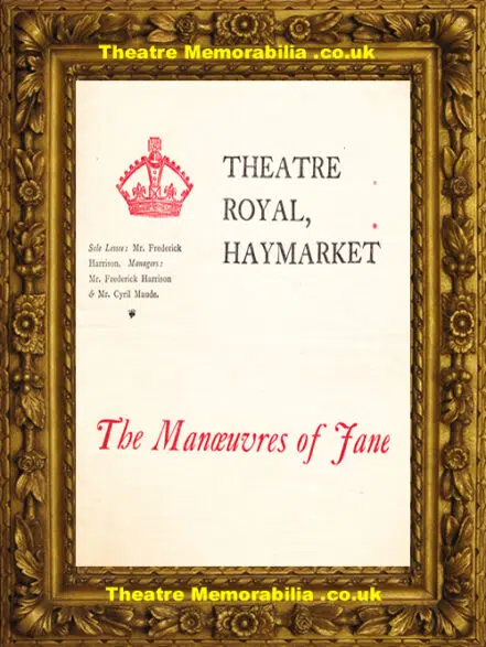 Haymarket Theatre Royal – The Manoeuvres Of Jane – 1899