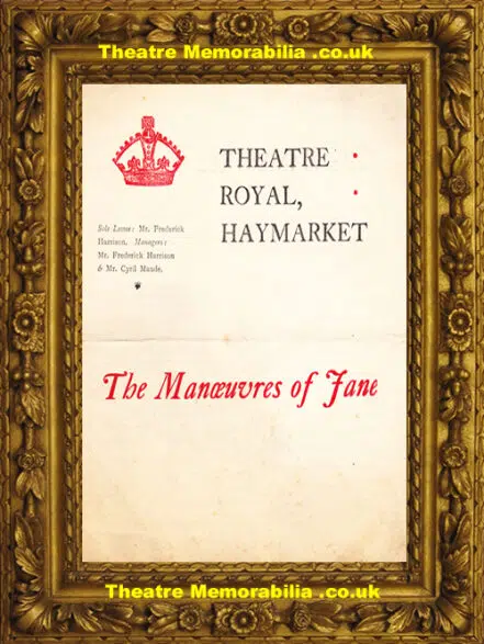 Haymarket Theatre Royal – The Manoeuvres Of Jane – 1899