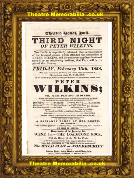 Hull Theatre Royal – Peter Wilkins – 1828 – Playbill Poster