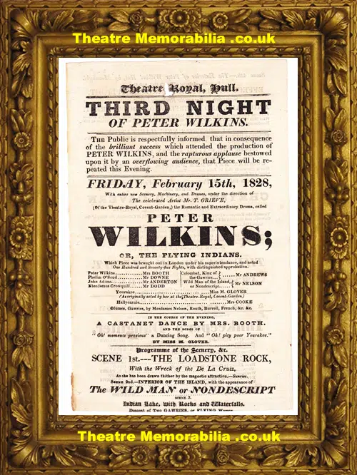 Hull Theatre Royal - Peter Wilkins - 1828 - Playbill Poster