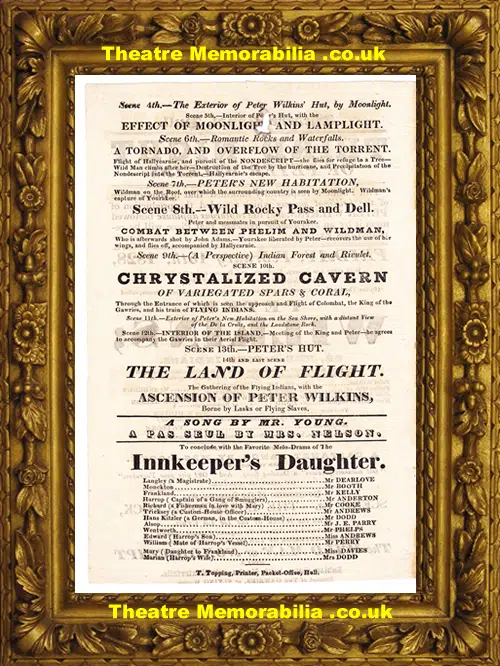 Hull Theatre Royal - Peter Wilkins - 1828 - Playbill Poster