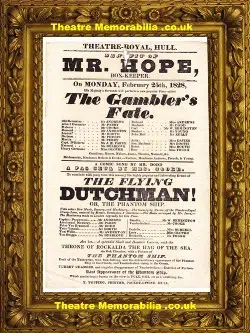 Hull Theatre Royal – The Gamblers Fate – 1828 – Playbill Poster
