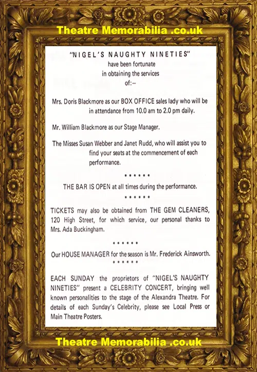 Ilfracombe Alexandra Theatre - Nigel's Naughty Nineties - 1970