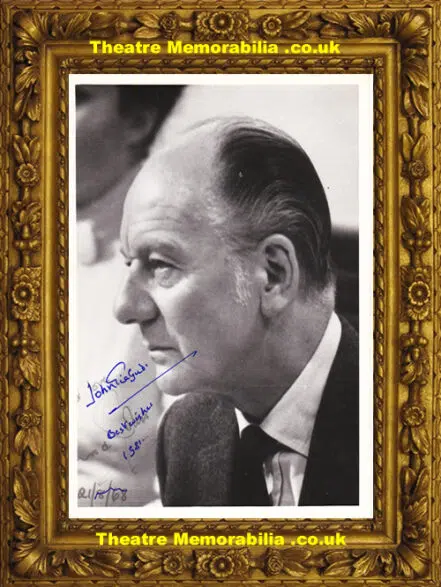 John Gielgud Original Autographed Photograph 1960s