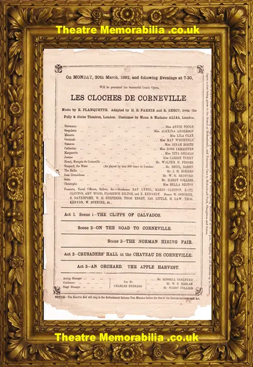 Liverpool Alexandra Theatre - Cloches De Corneville - 1882