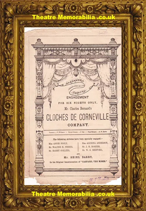 Liverpool Alexandra Theatre - Cloches De Corneville - 1882