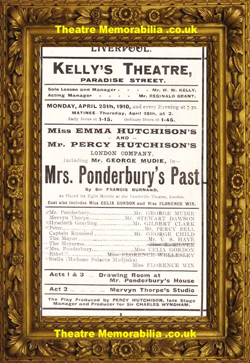 Liverpool Kellys Theatre - Mrs Ponderburys Past - 1910