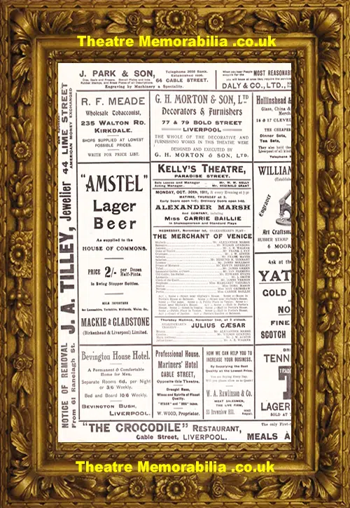 Liverpool Kellys Theatre - The Merchant Of Venice - 1911