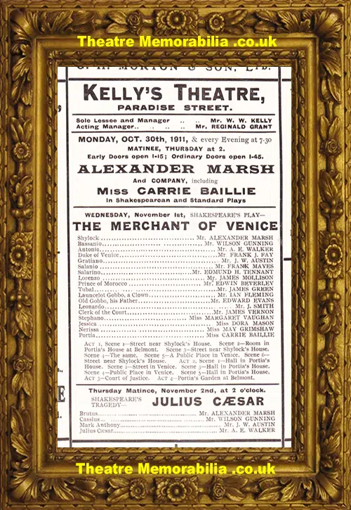 Liverpool Kellys Theatre - The Merchant Of Venice - 1911