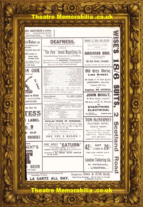 Liverpool Kellys Theatre - The Merchant Of Venice - 1911