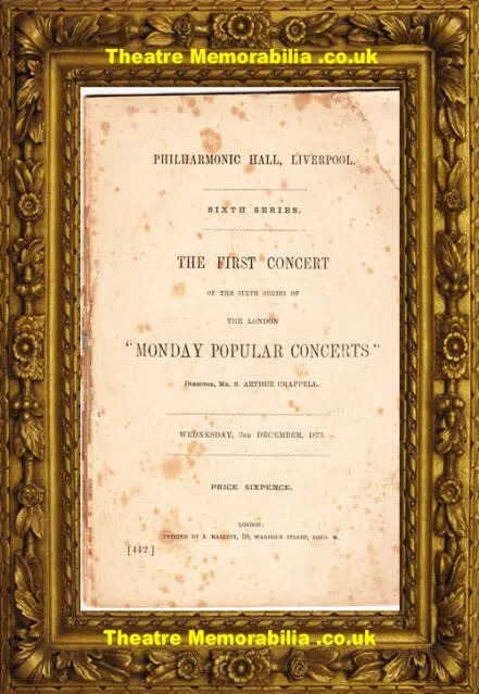 Liverpool Philharmonic Hall Popular Concerts Charles Halle 1873