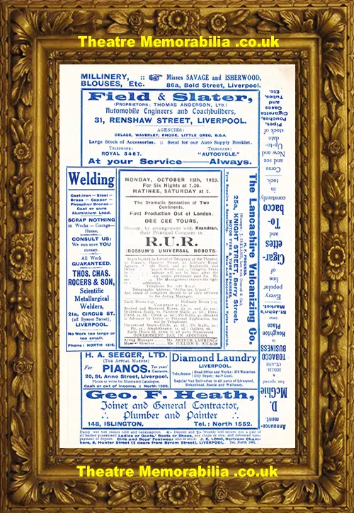 Liverpool Royal Court Theatre - Rossum's Universal Robots - 1923