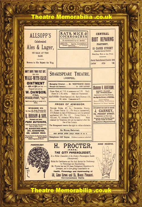 Liverpool Shakespeare Theatre - Carmen + Faust Opera - 1910