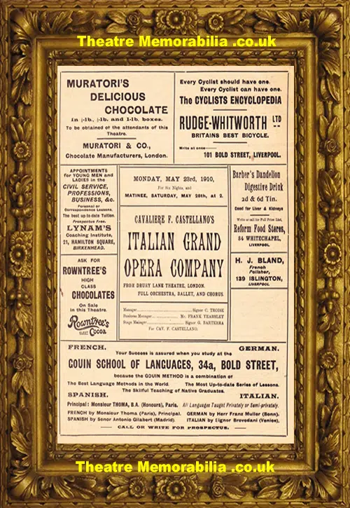 Liverpool Shakespeare Theatre - Carmen + Faust Opera - 1910