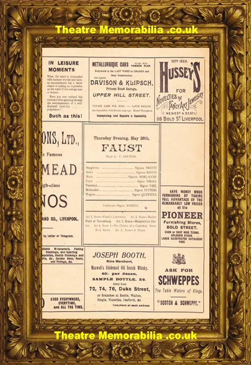 Liverpool Shakespeare Theatre - Carmen + Faust Opera - 1910
