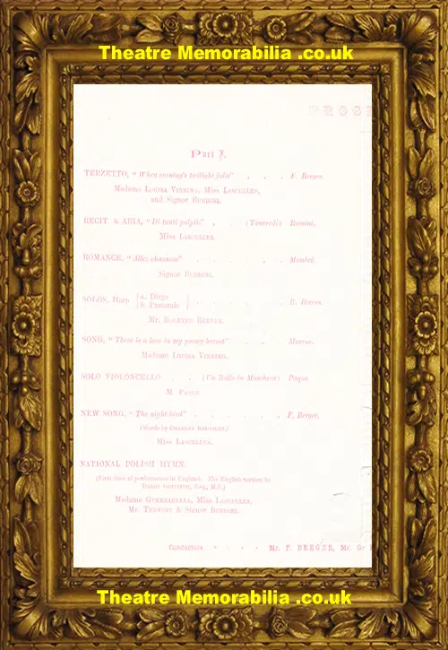 London 24 Belgrave Square - Miss Lascelles Matinee Musicale 1862