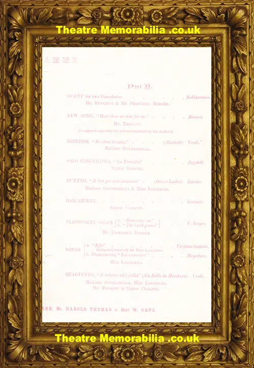 London 24 Belgrave Square - Miss Lascelles Matinee Musicale 1862