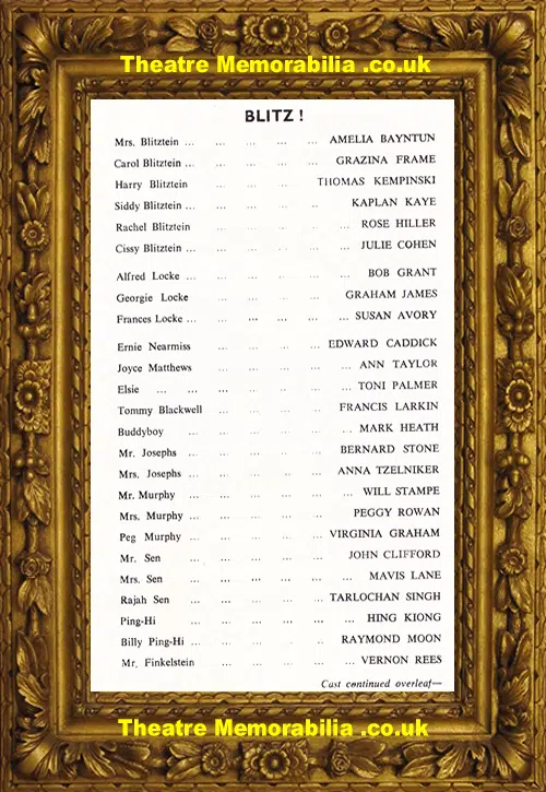 London Adelphi Theatre - Blitz - 1962 - Lionel Bart