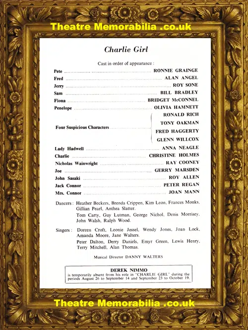 London Adelphi Theatre - Charlie Girl - 1965 -Gerry Marsden