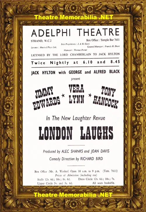London Adelphi Theatre - London Laughs - 1952 Vera Lynn