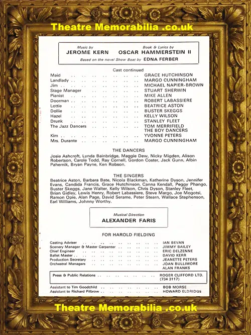 London Adelphi Theatre - Show Boat - 1971 - Cleo Laine
