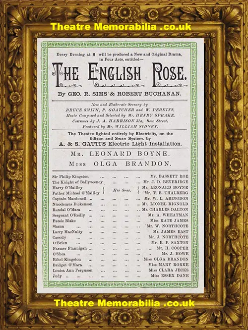 London Adelphi Theatre - The English Rose - 1891