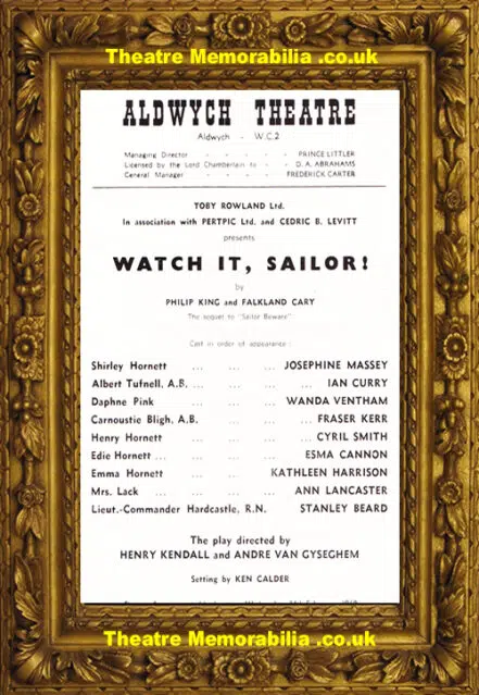 London Aldwych Theatre – Watch It Sailor – 1960 – Ann Lancaster